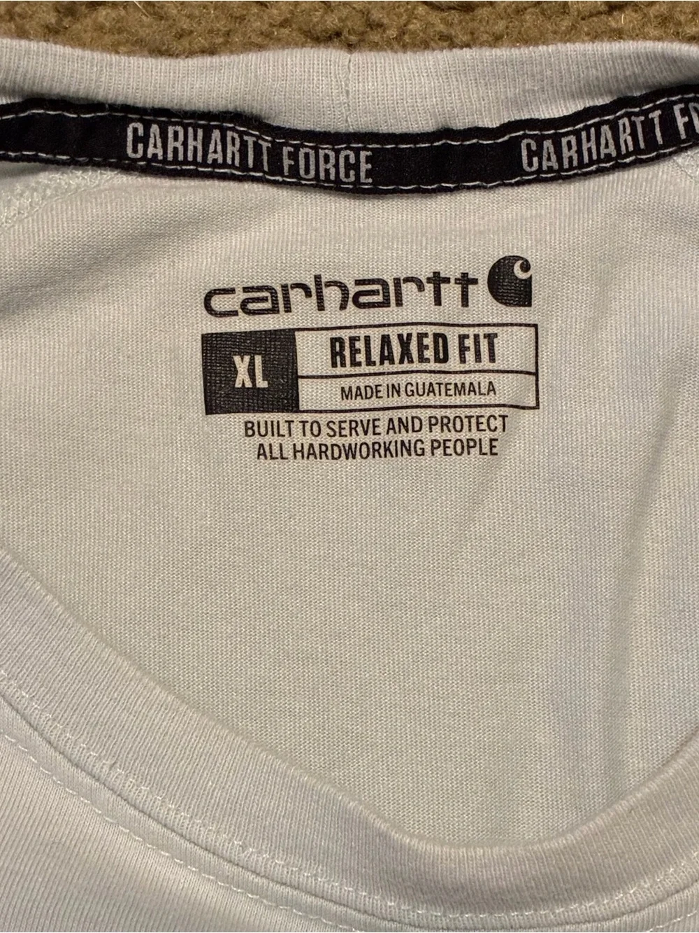 Carhartt Force Relaxed T-Shirt Size XL Workwear New Hype Mirrored Text Blue Top